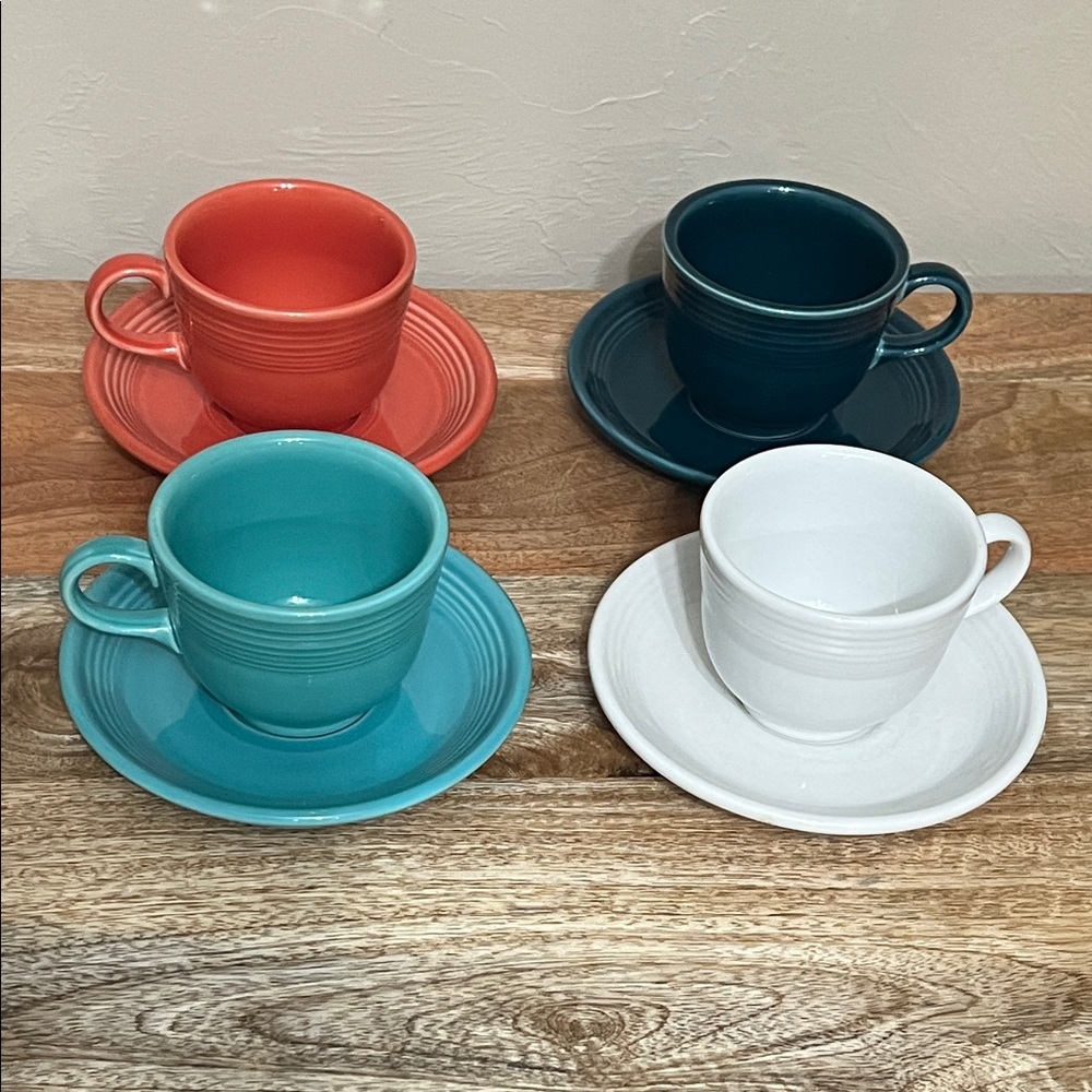 Homer Laughlin Multicolor Mug and Saucer Set 8 piece